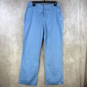 Lauren Ralph‎ Lauren Chino Pants Women Size 10 Blue Cotton Flat Front Cuffed